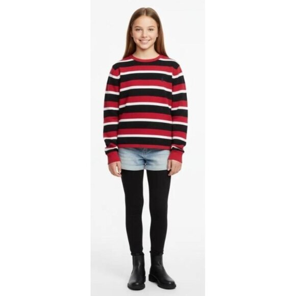 POLO Ralph Lauren Red/Multi Striped Waffle Knit Sweater Unisex Youth L (14-16) - Picture 4 of 16